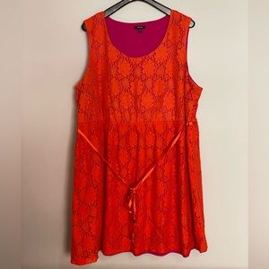 Apt. 9 Plus Size Stretch Lace Dress in Orange and Pink